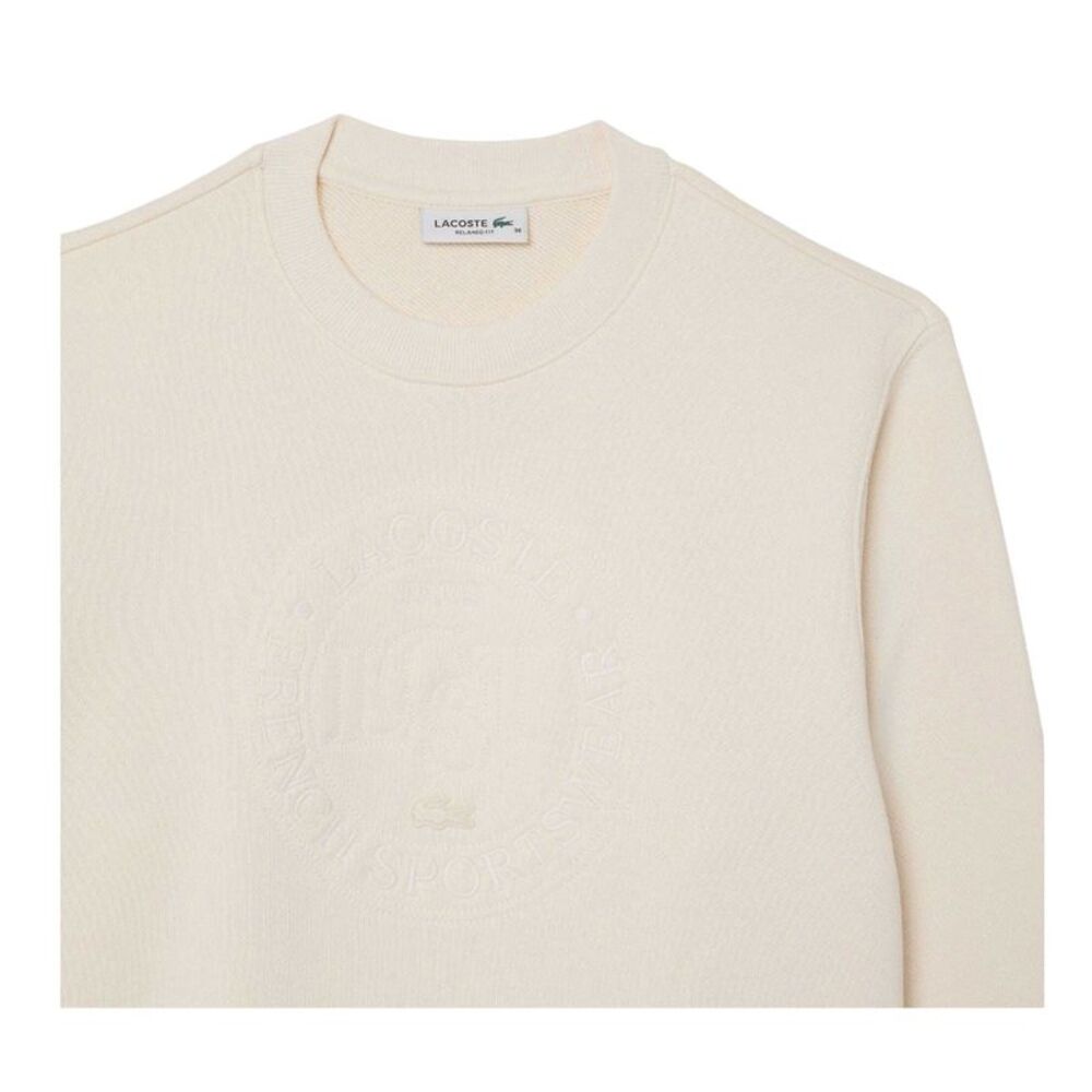 Lacoste Womens/Ladies Embroidered Crew Neck Sweatshirt / Cream - Picture 3 of 3